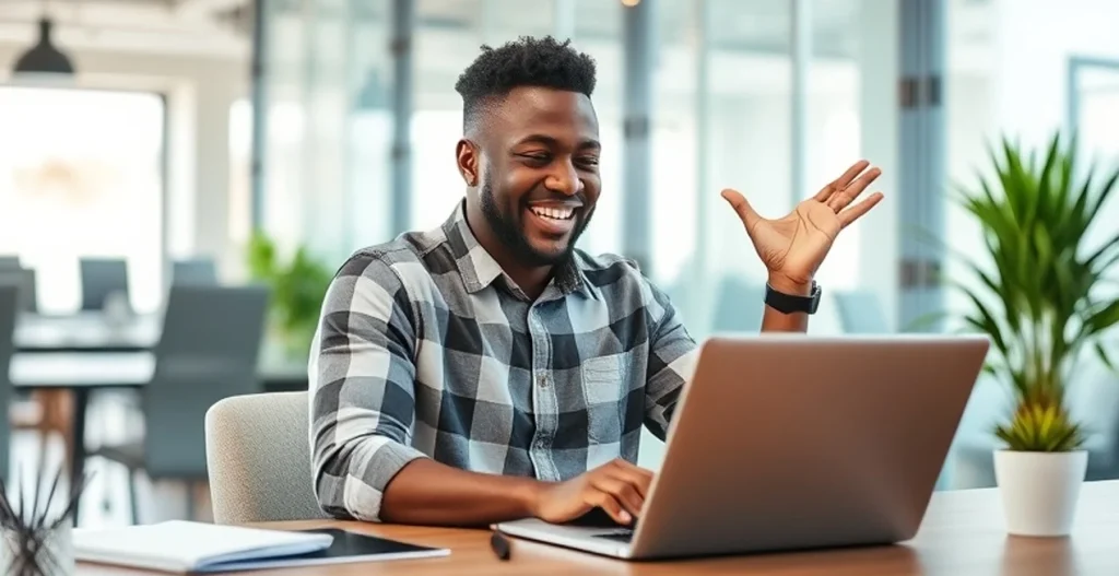 man happy free laptop government with ebt