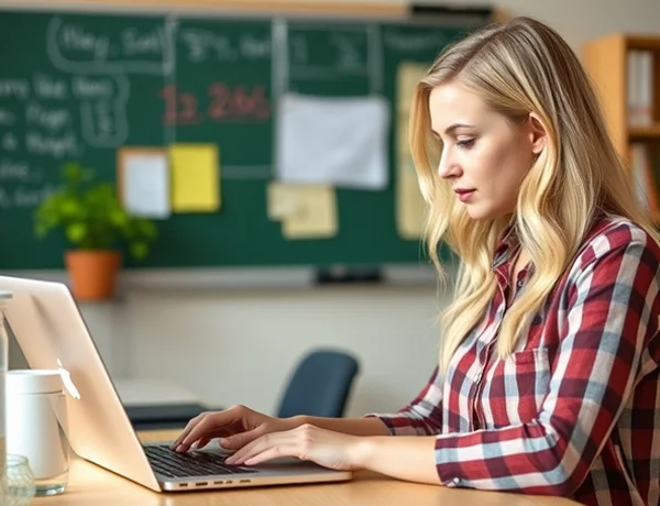 teacher using free laptop government with ebt
